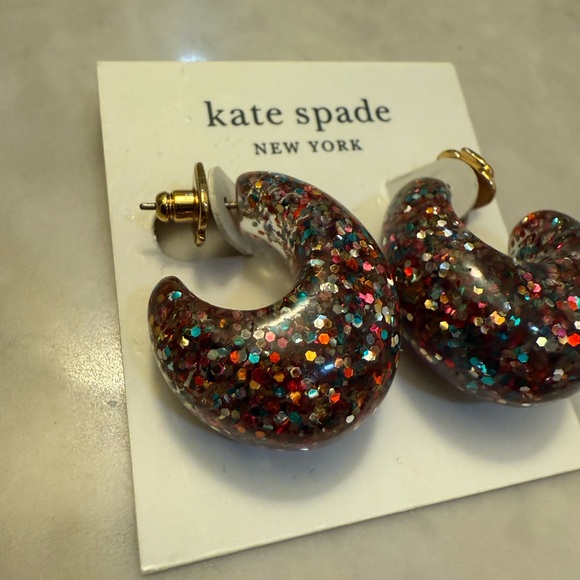 NEW Kate Spade Colorful Glitter hoop Earrings - Picture 5 of 10